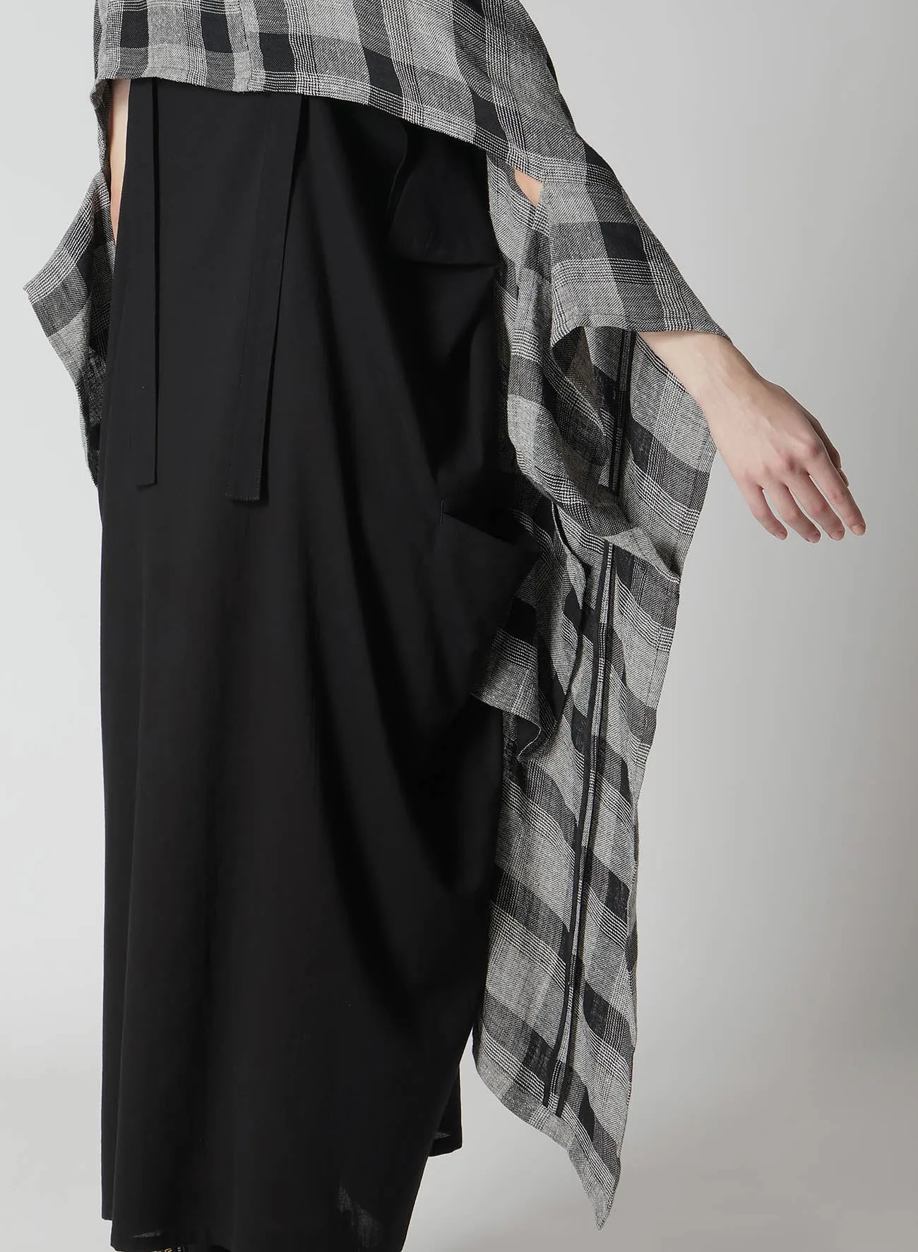 LINEN/SILK PLAID KIMONO JACKET
