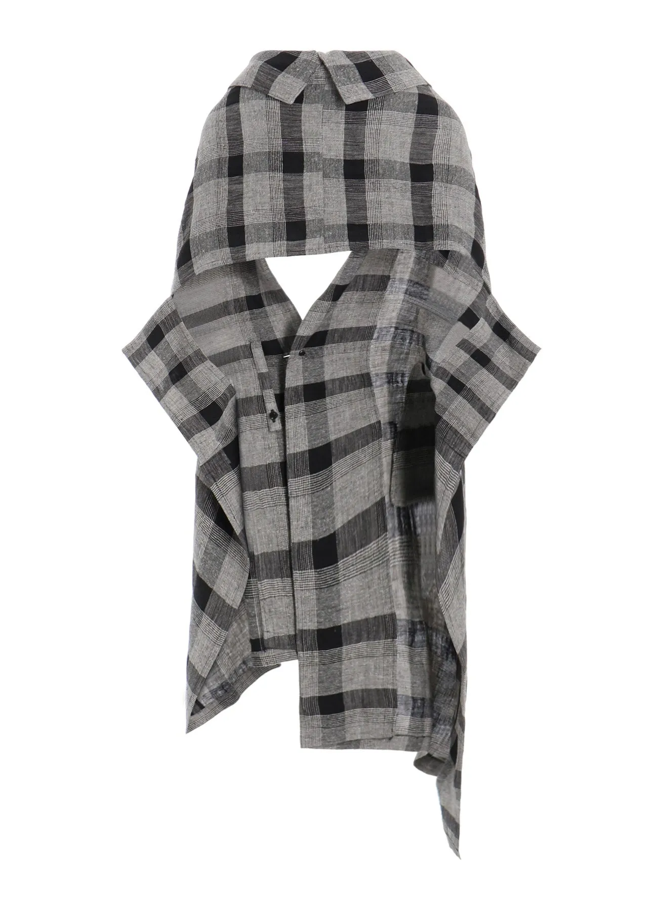 LINEN/SILK PLAID KIMONO JACKET