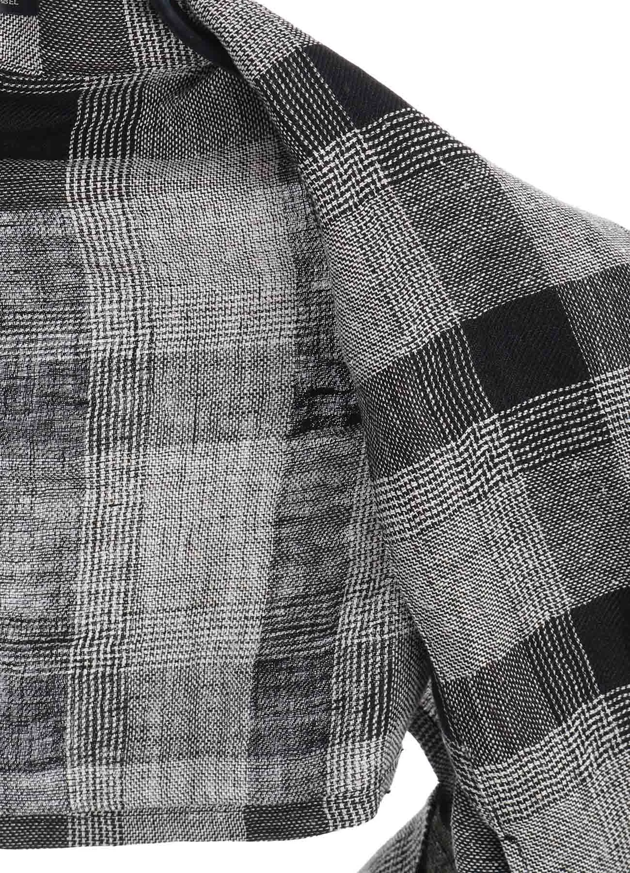 LINEN/SILK PLAID KIMONO JACKET