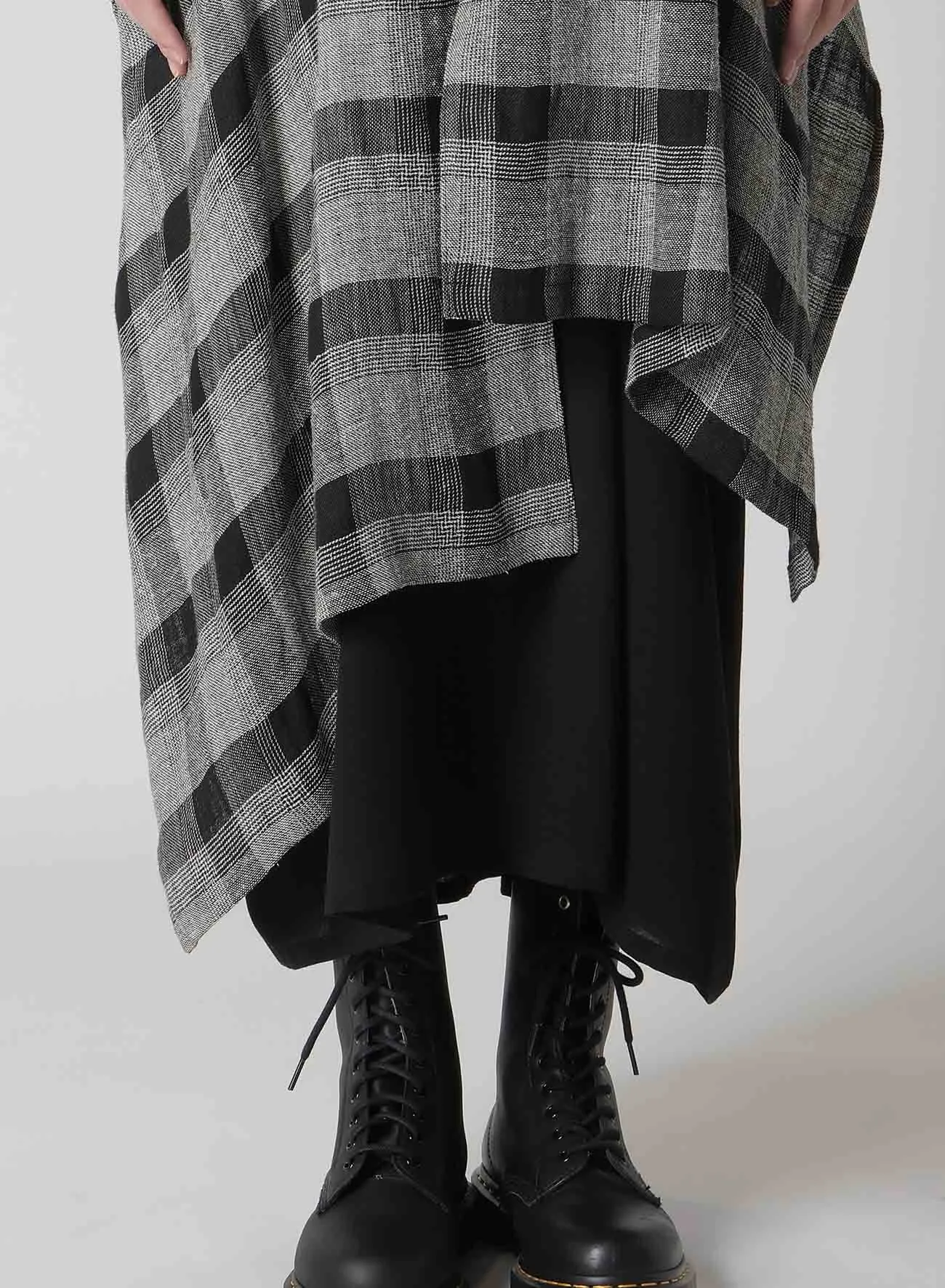 LINEN/SILK PLAID KIMONO JACKET