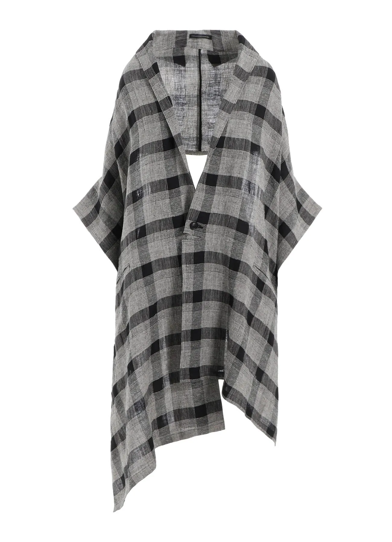 LINEN/SILK PLAID KIMONO JACKET