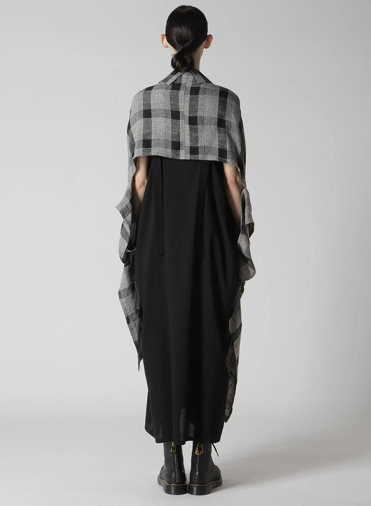 LINEN/SILK PLAID KIMONO JACKET