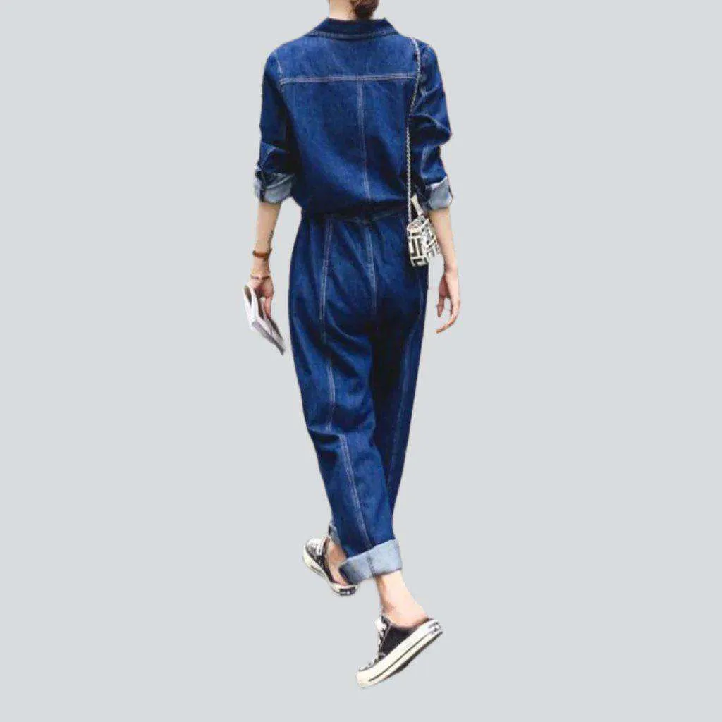 Long sleeve wide denim overall