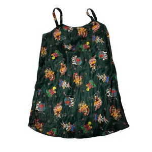 Looney Tunes Women’s Vintage Night Gown Pajamas Satin Chemise Christmas Green M