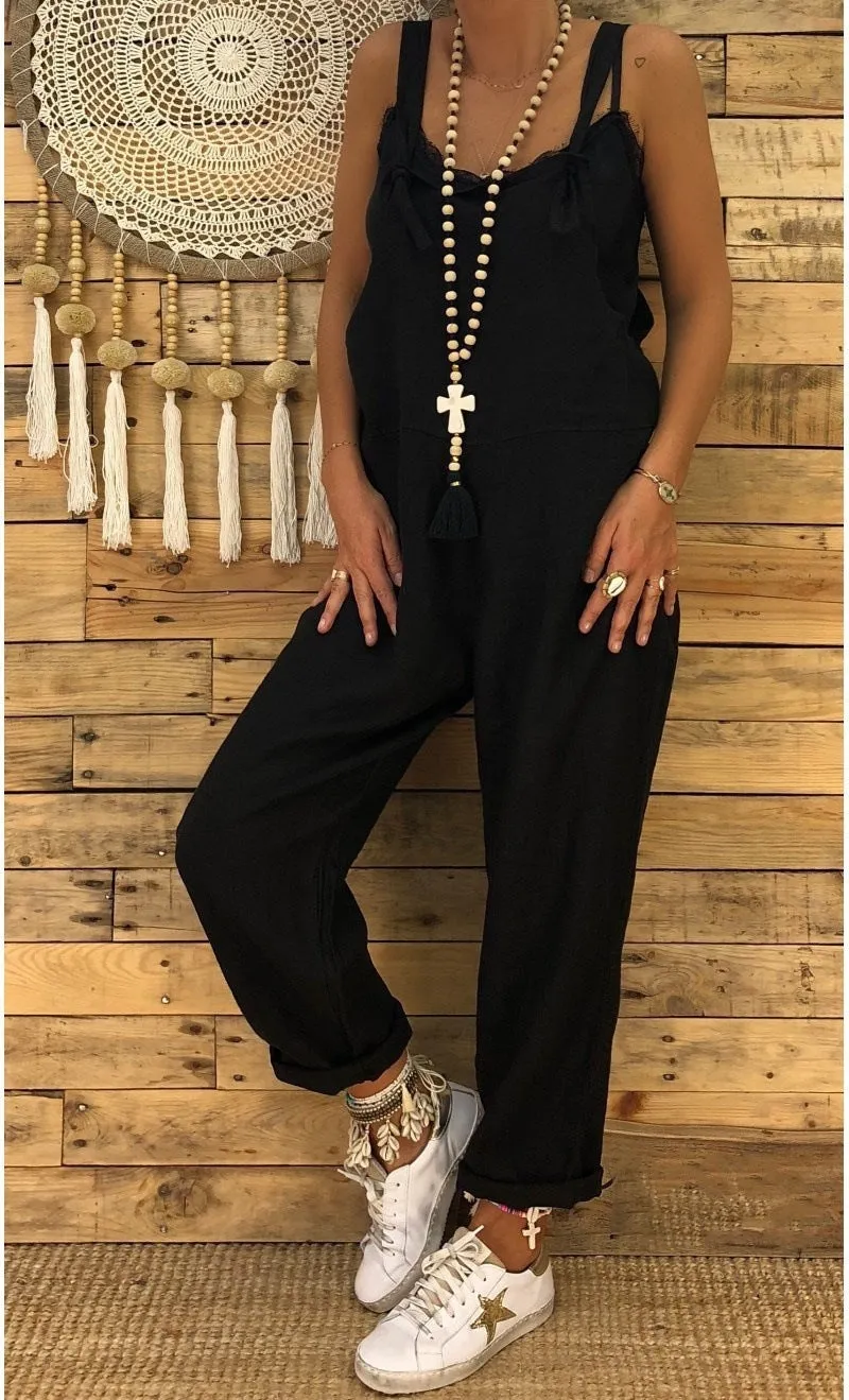 Loose suspender jumpsuit plus size overalls