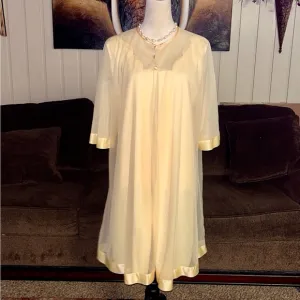 Lorraine Lingerie~ Vintage ~Large ~ Yellow Chiffon Sheer Double Layer Nightgown