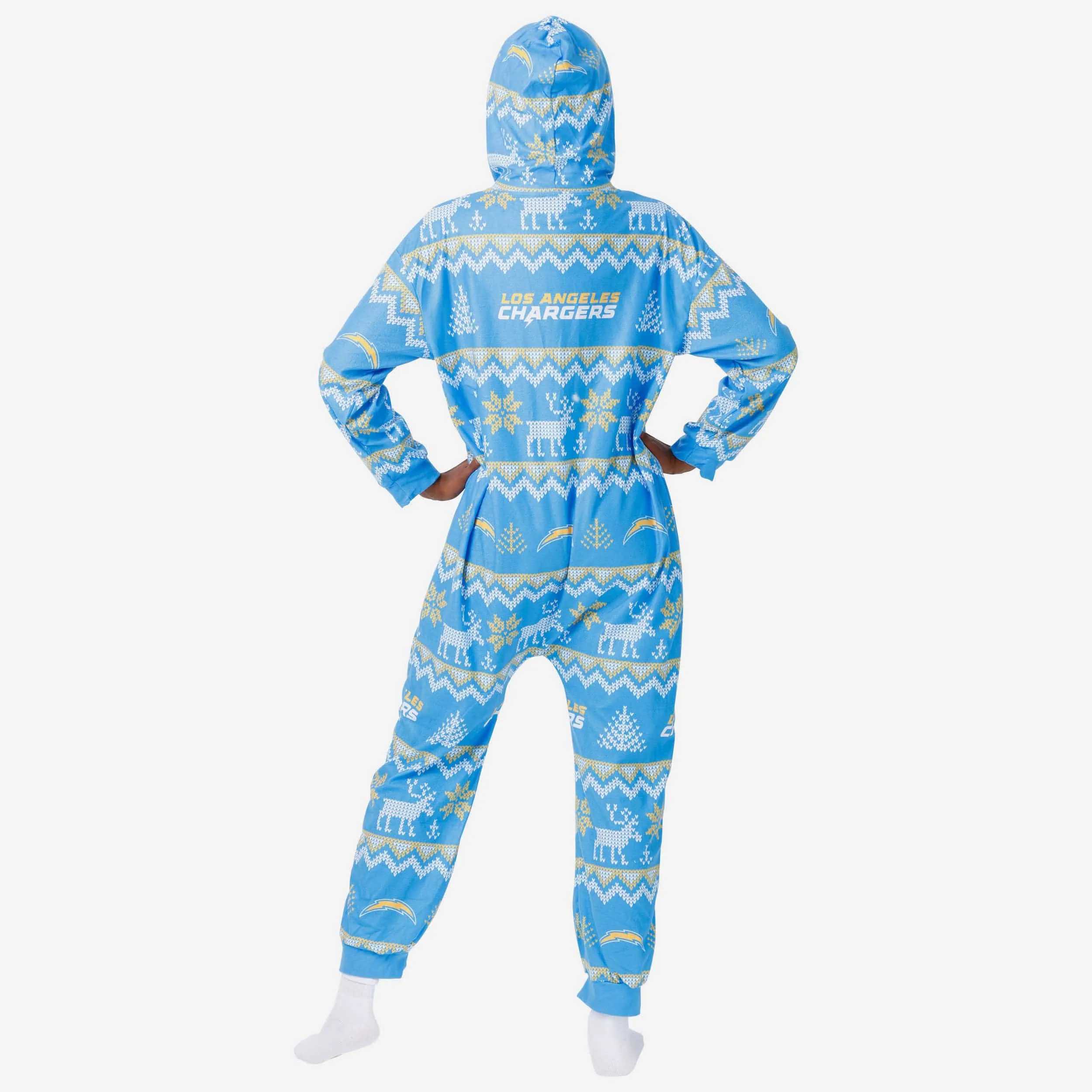 Los Angeles Chargers Ugly Pattern One Piece Pajamas