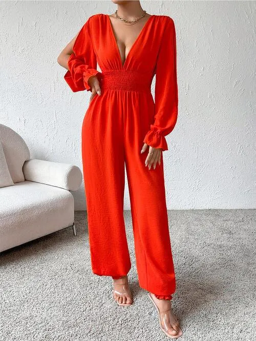 Love And Desire Long Sleeve Plunge Neck Jumpsuit