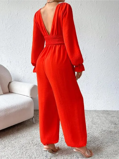 Love And Desire Long Sleeve Plunge Neck Jumpsuit
