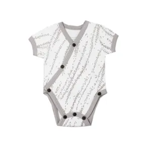 L'ovedbaby Organic Short Sleeve Kimono Bodysuit - Light Gray Willow