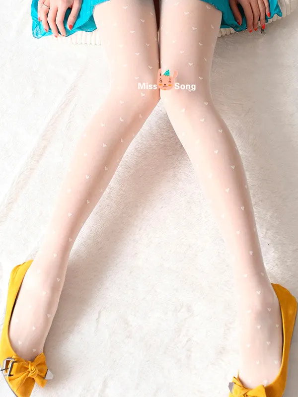 lovely heart sheer tights