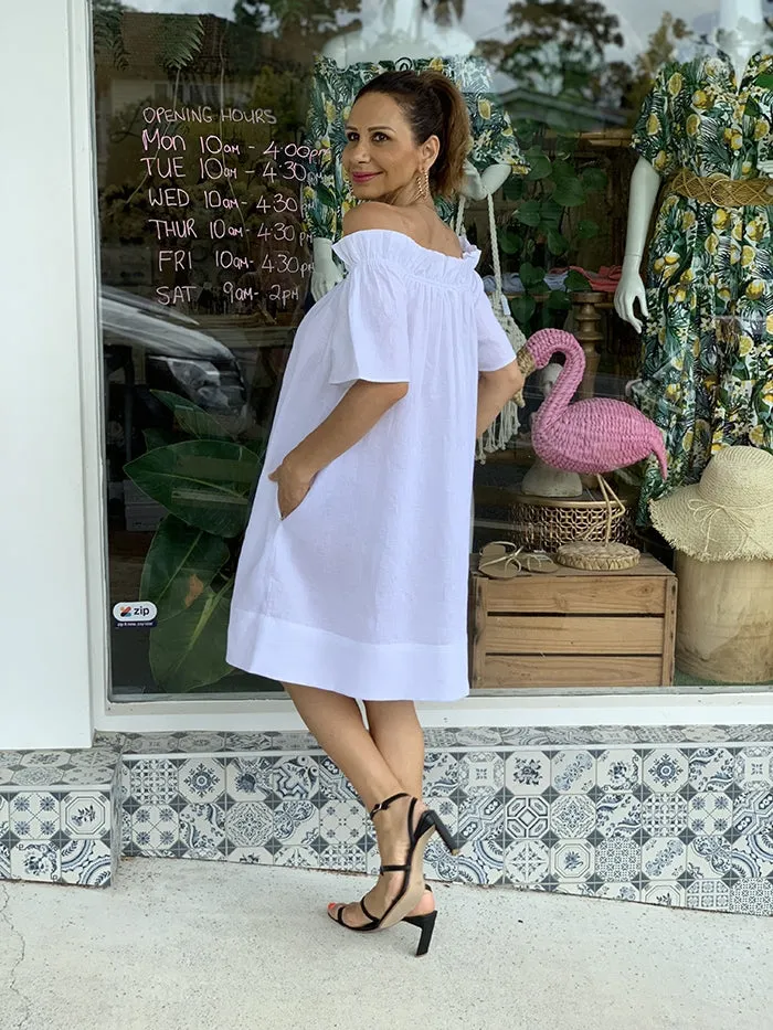 Maddie Off the Shoulder Dress - White