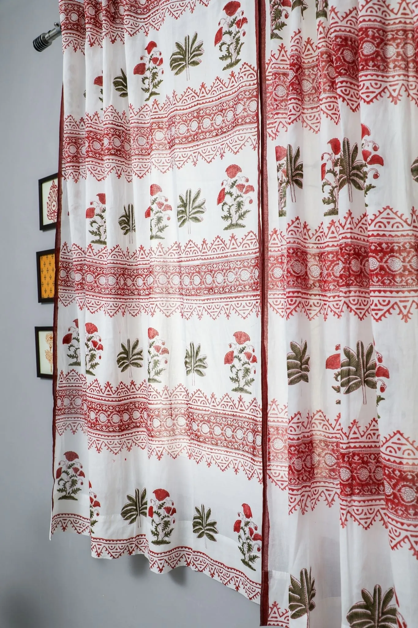 'Made on Earth' Handblock Printed Cotton Window Curtain
