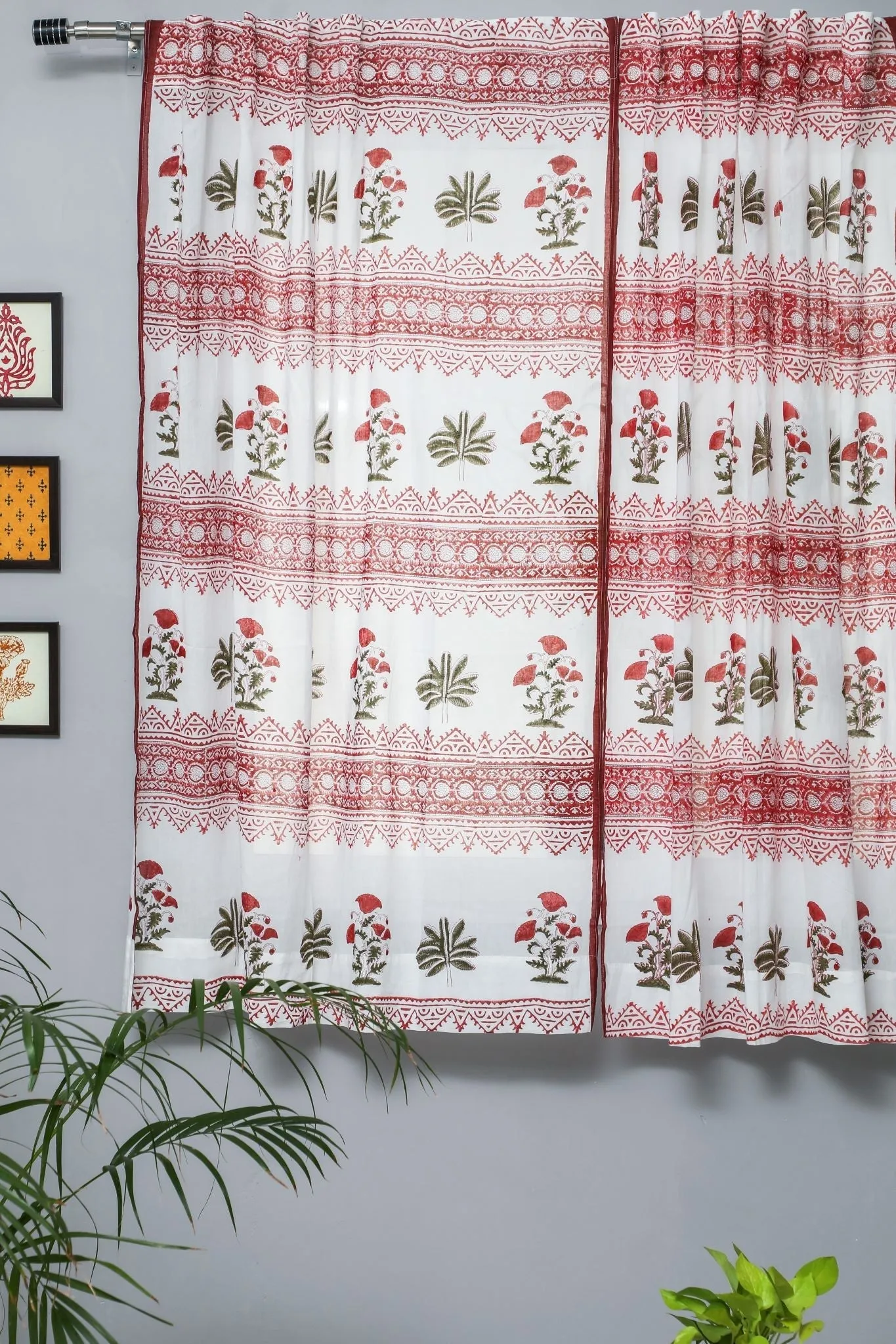 'Made on Earth' Handblock Printed Cotton Window Curtain