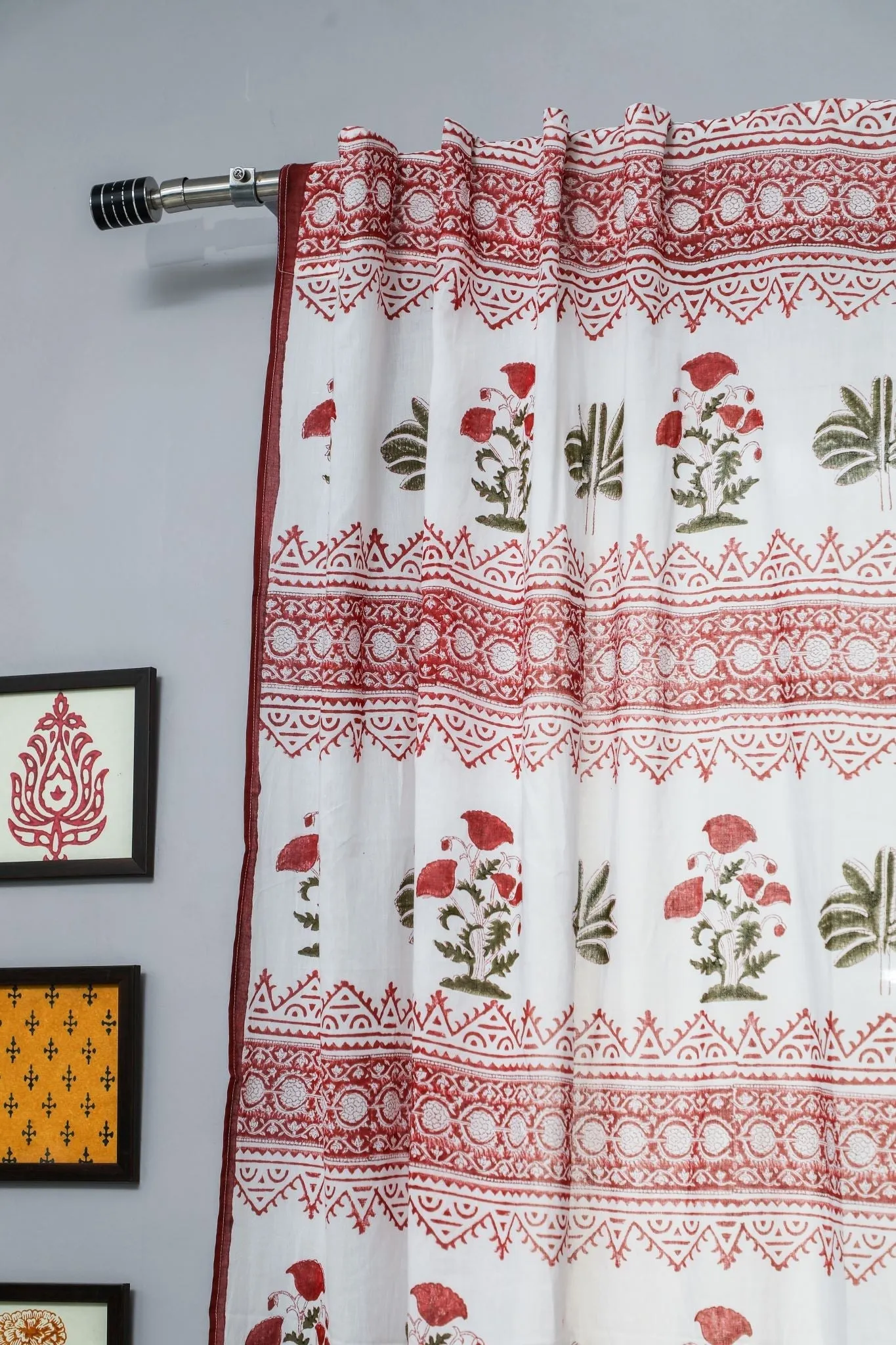 'Made on Earth' Handblock Printed Cotton Window Curtain