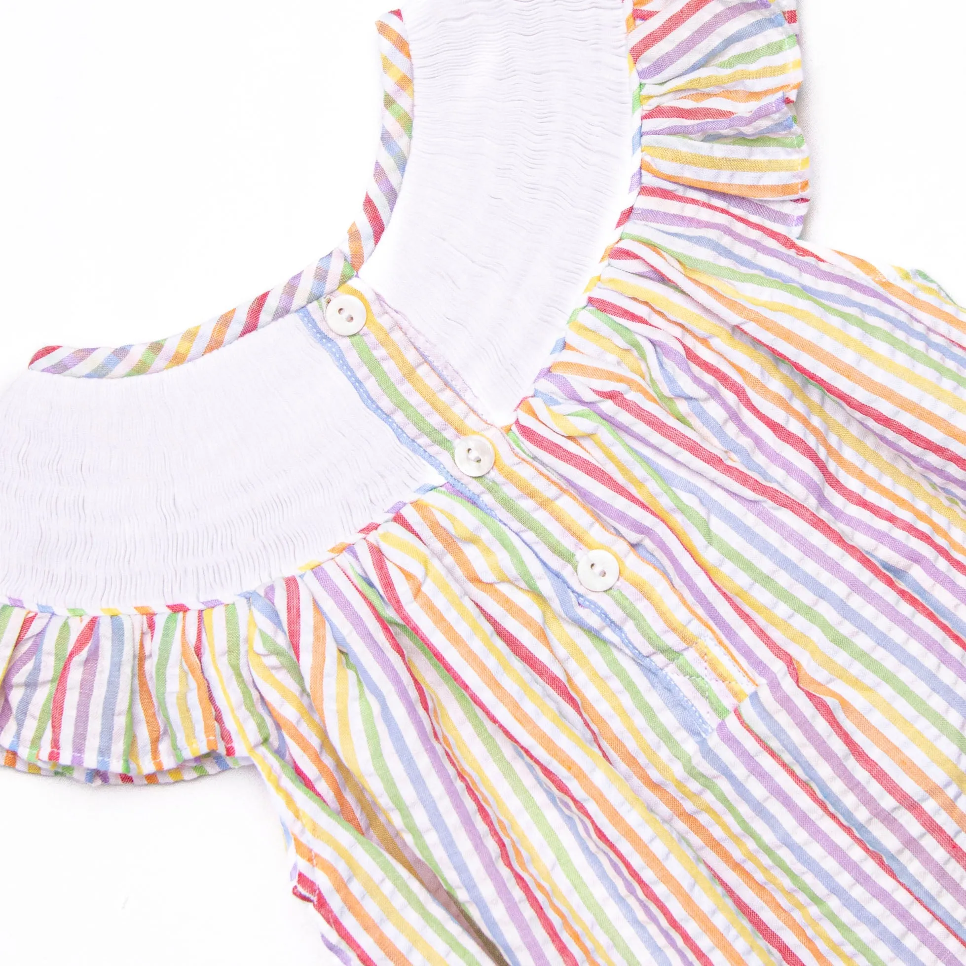 Magic Memories Smocked Bishop Dress, Rainbow Stripe