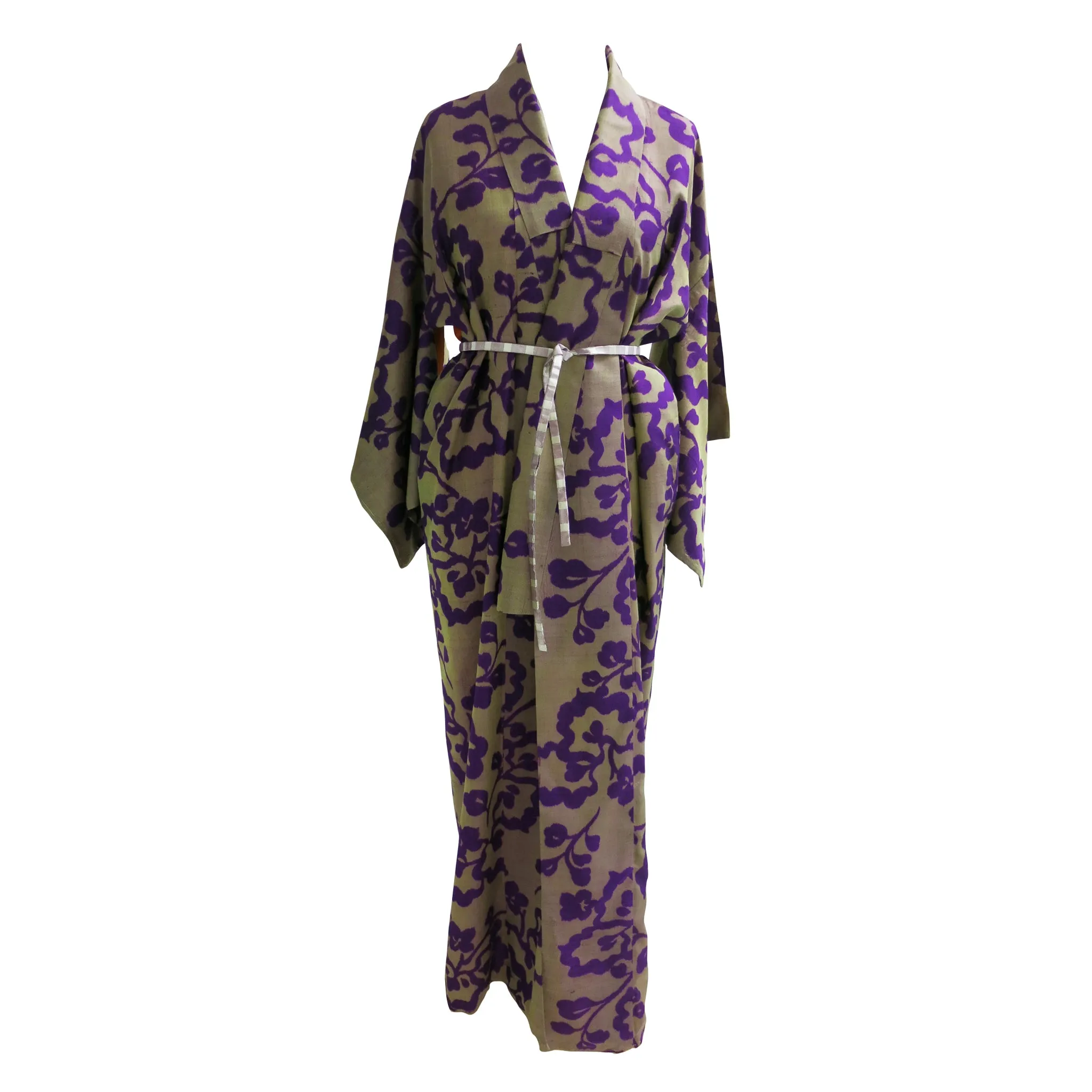 Mauve and Gold Ikat Vintage Kimono