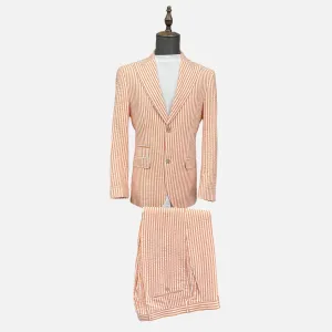 Men’s Coral Seersucker Summer Suit - 0 Cotton