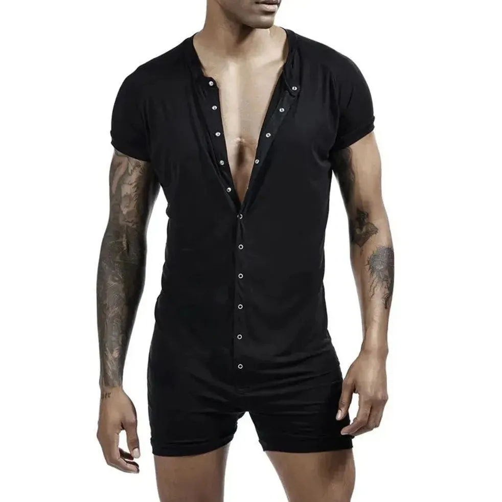 Men's Sexy Button-Up Onesie