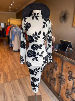 Mesh Flocking Open Back Dress