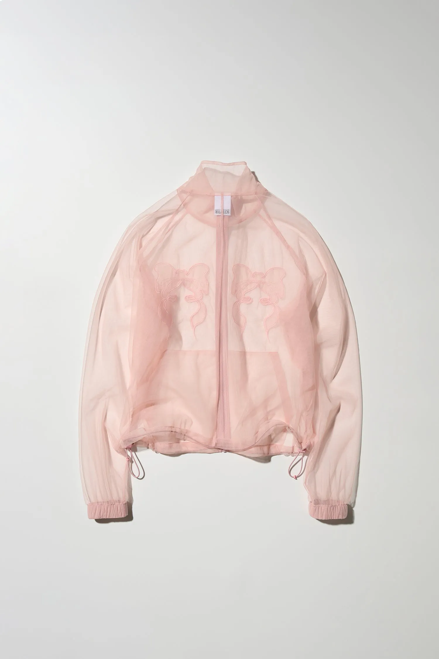 Mesh Sheer Zip-Up Jacket Pink