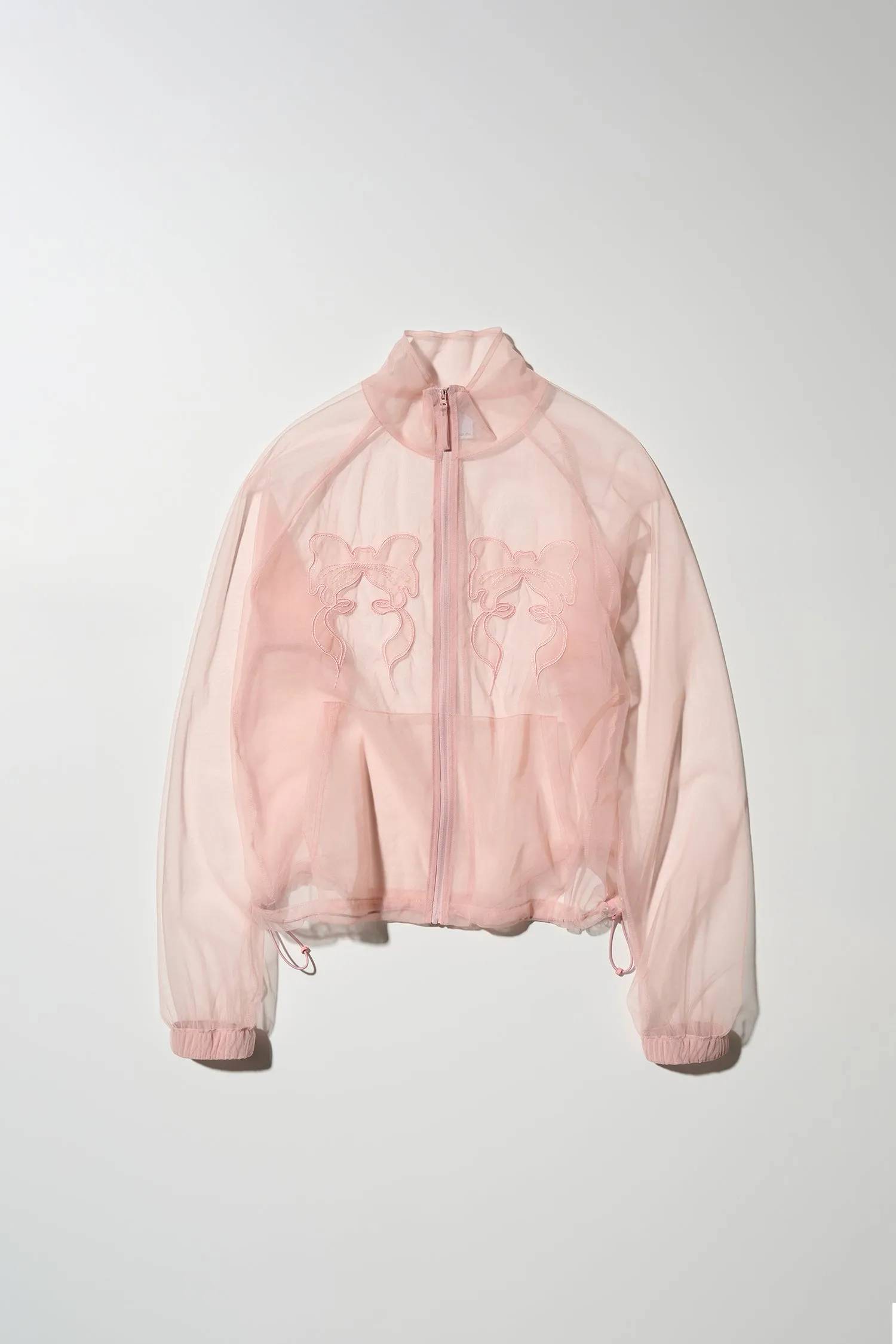 Mesh Sheer Zip-Up Jacket Pink