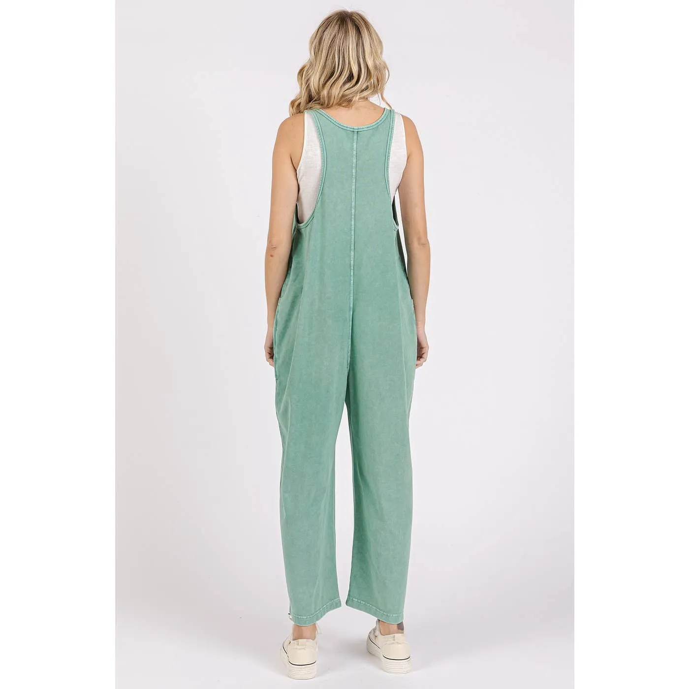 Mineral Wash Pull-On Sleeveless Harem Jumpsuit