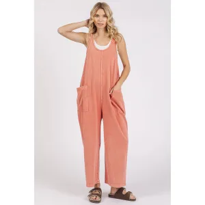 Mineral Wash Pull-On Sleeveless Harem Jumpsuit