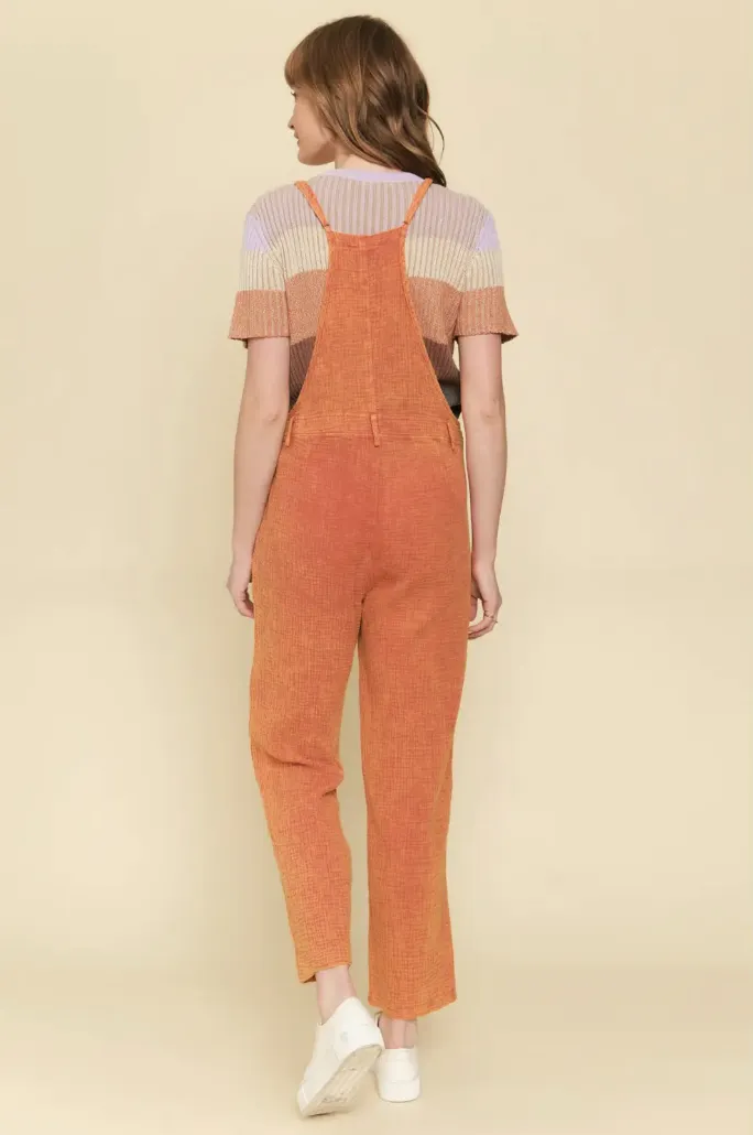Mineral Washed Overalls - Tangerine (M, L)