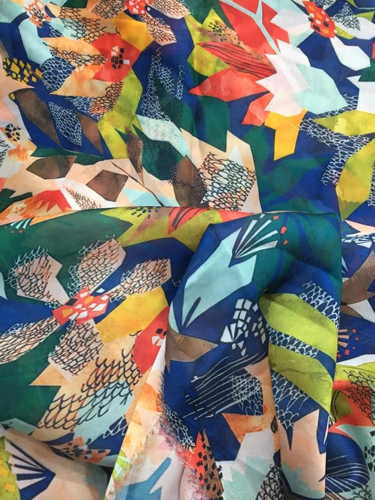 Modal Soft Muslin Textured Digital Printed Fabrics