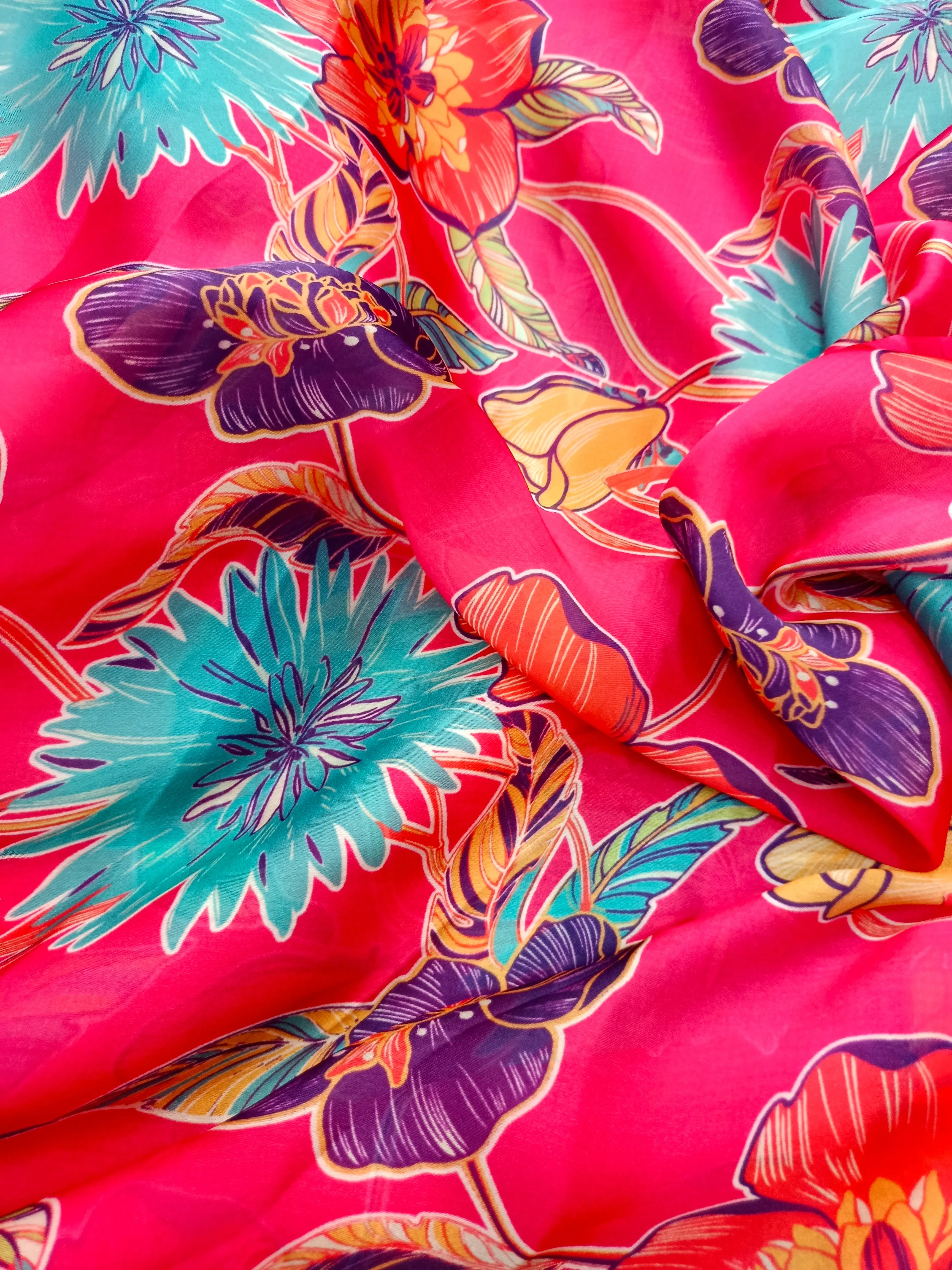 Modal Soft Muslin Textured Digital Printed Fabrics