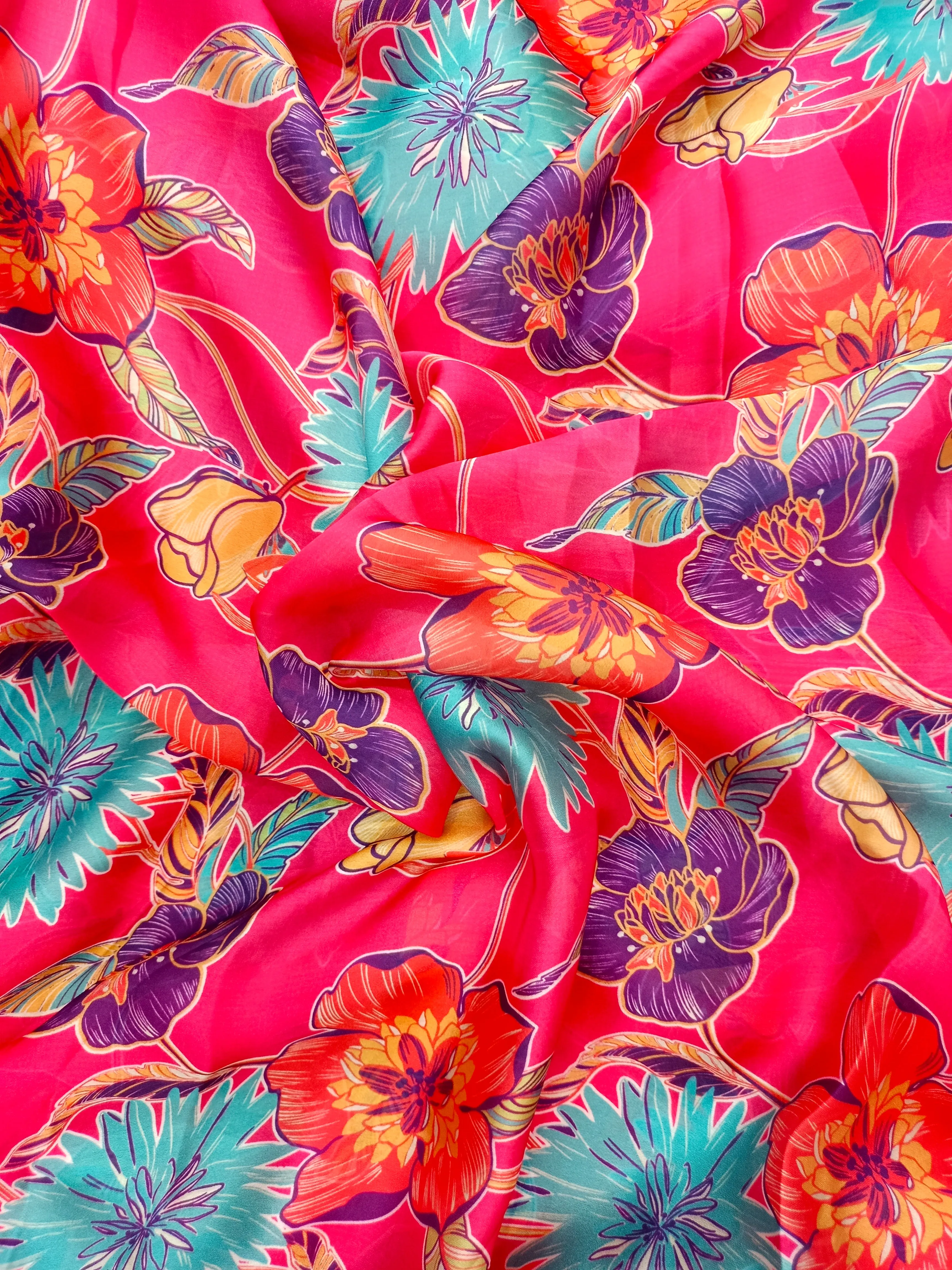 Modal Soft Muslin Textured Digital Printed Fabrics