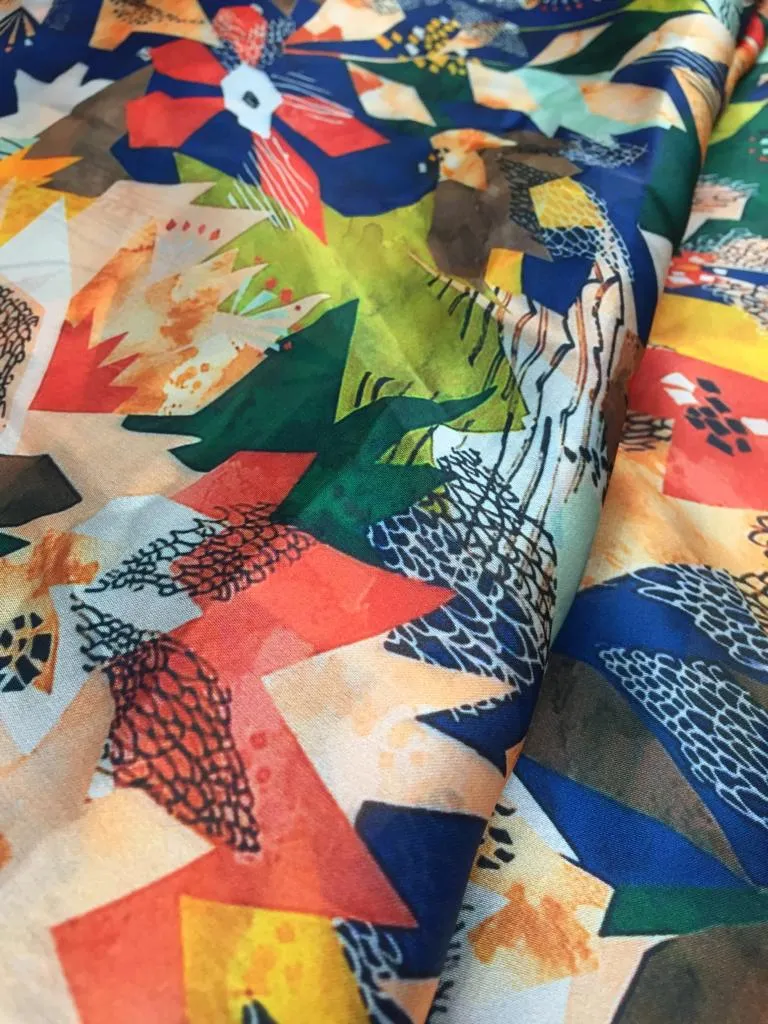 Modal Soft Muslin Textured Digital Printed Fabrics