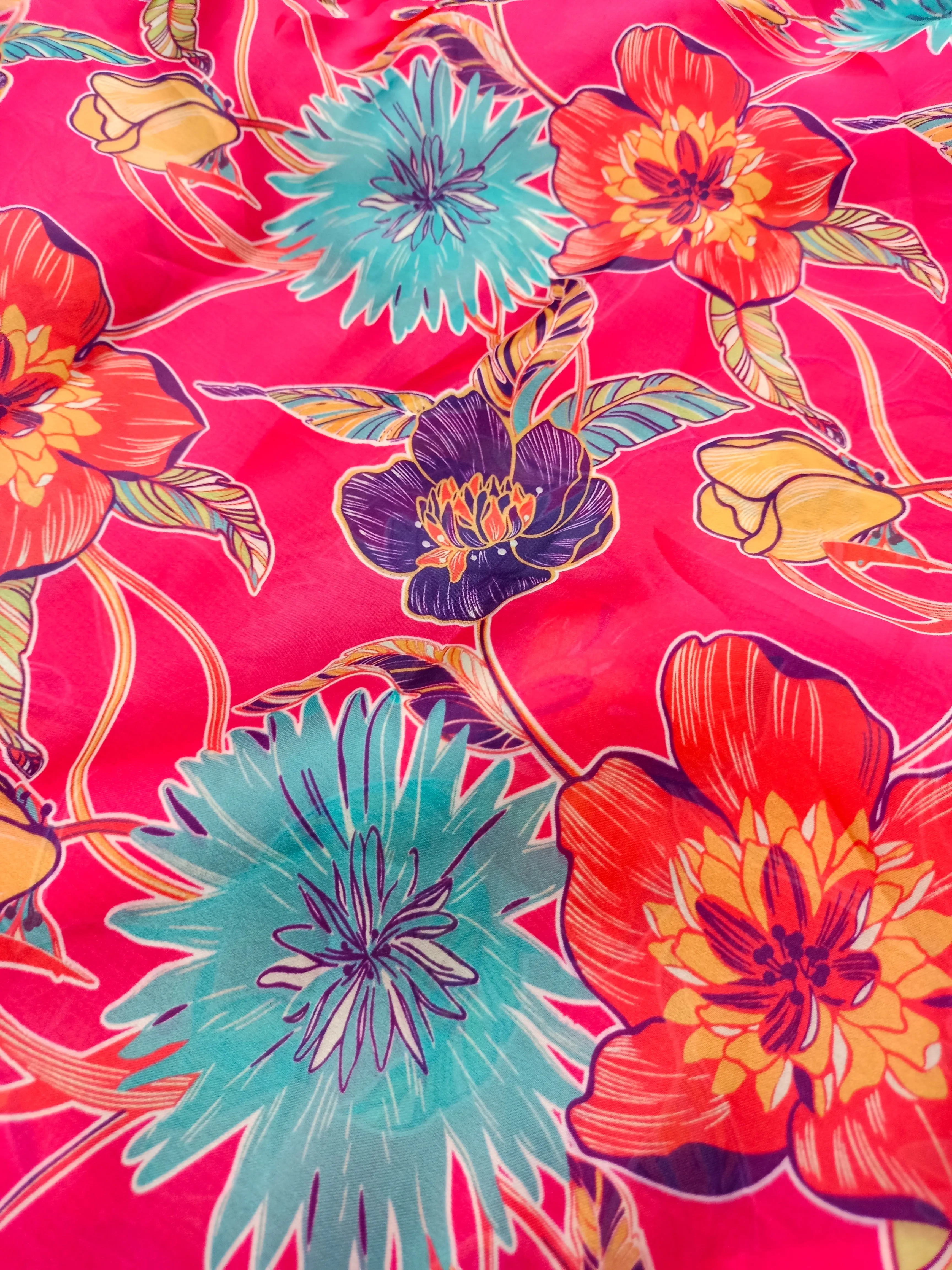 Modal Soft Muslin Textured Digital Printed Fabrics
