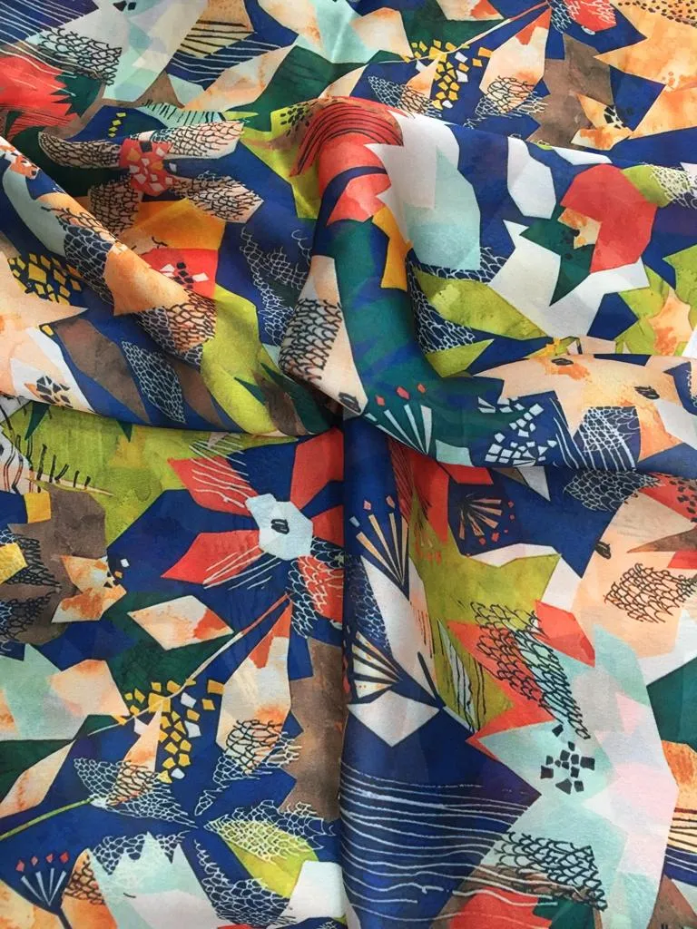 Modal Soft Muslin Textured Digital Printed Fabrics