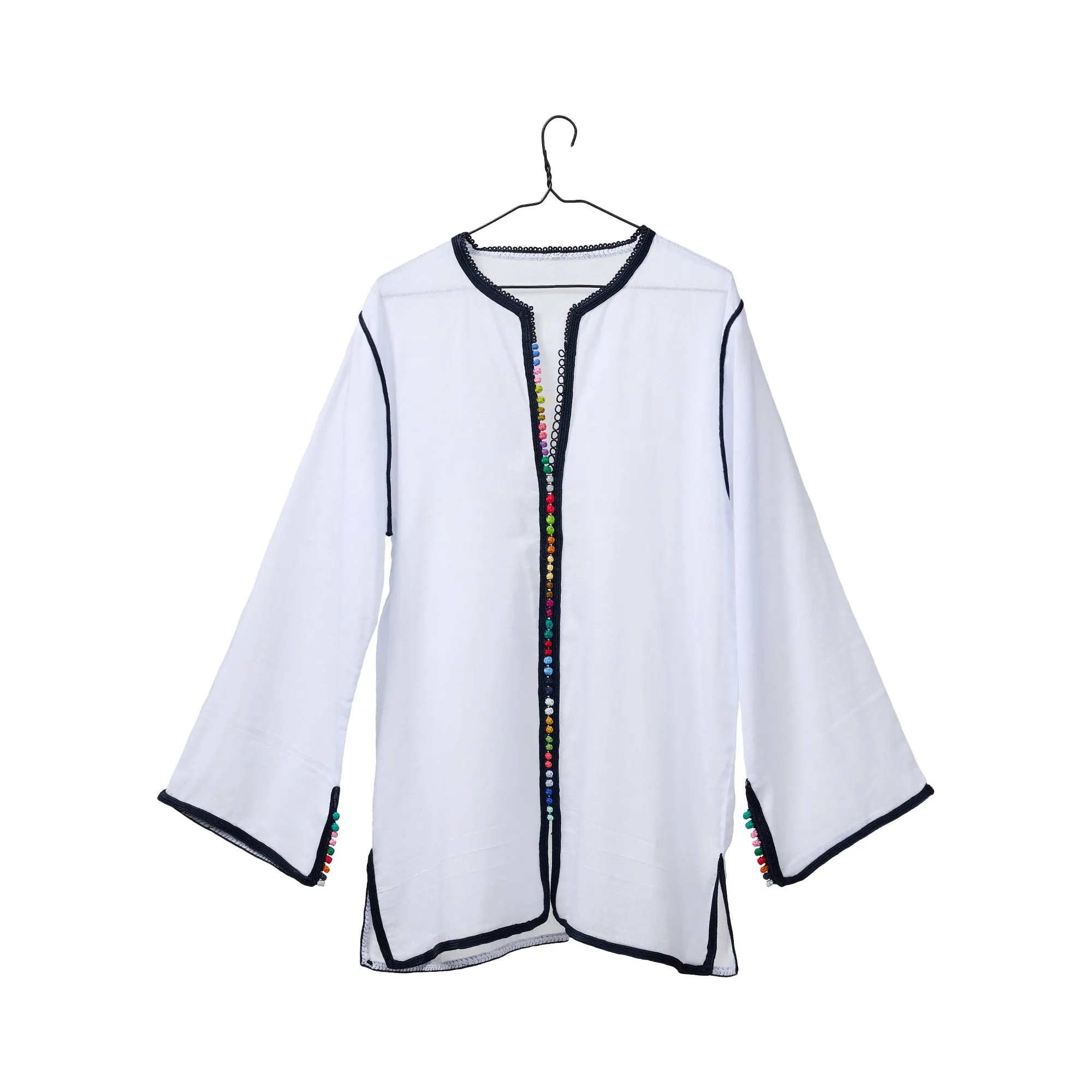 Moroccan Kaftan - White/Navy