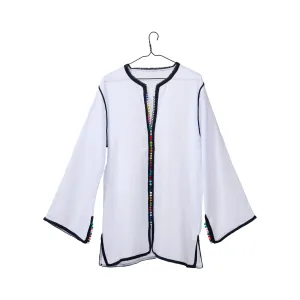 Moroccan Kaftan - White/Navy