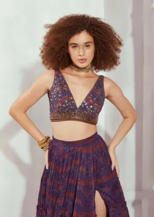 Multicolor art sheeted crop top