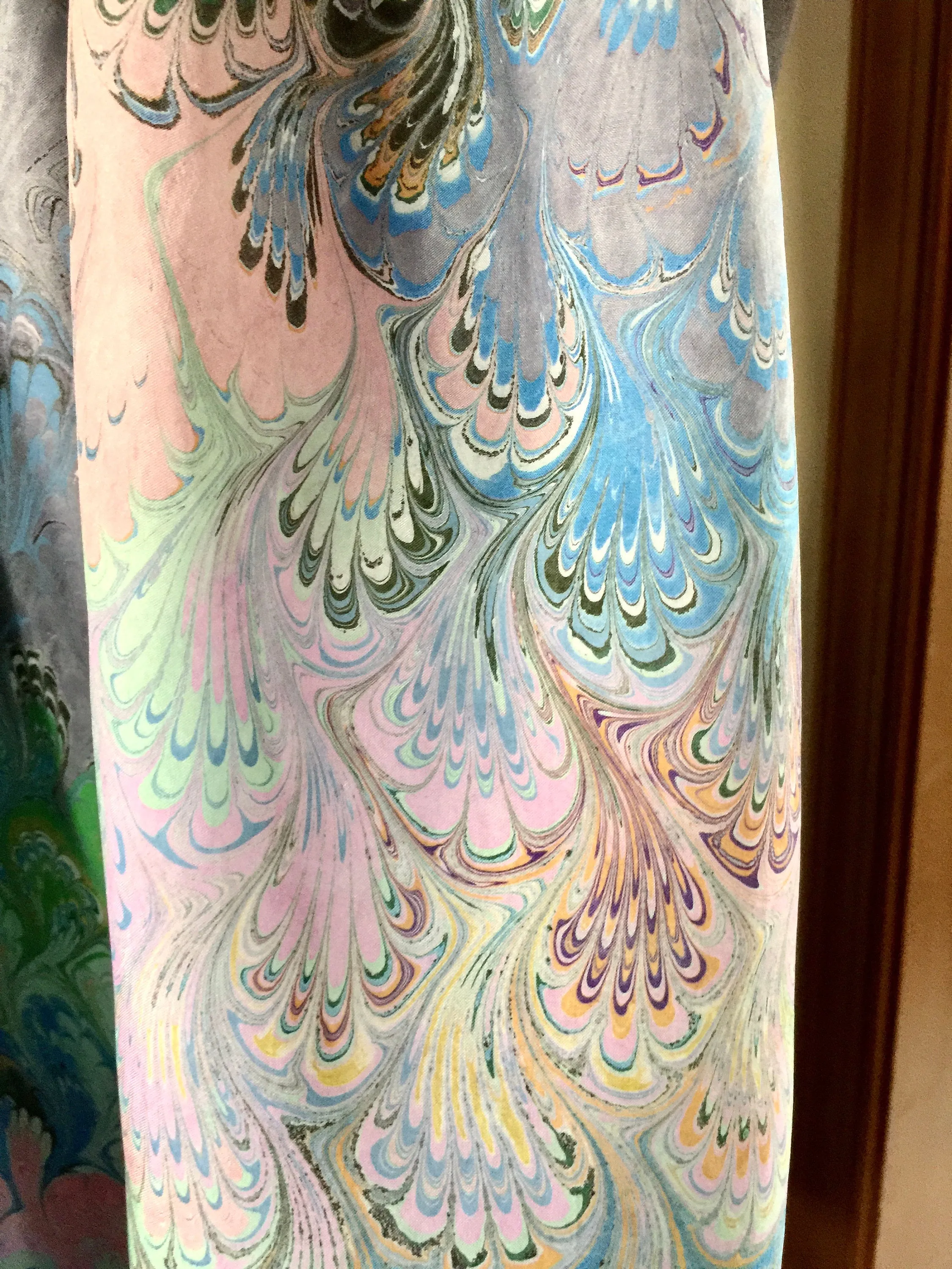 Multicolored pink, green, blue, purple and orange Bouquet Patterned Habotai Silk