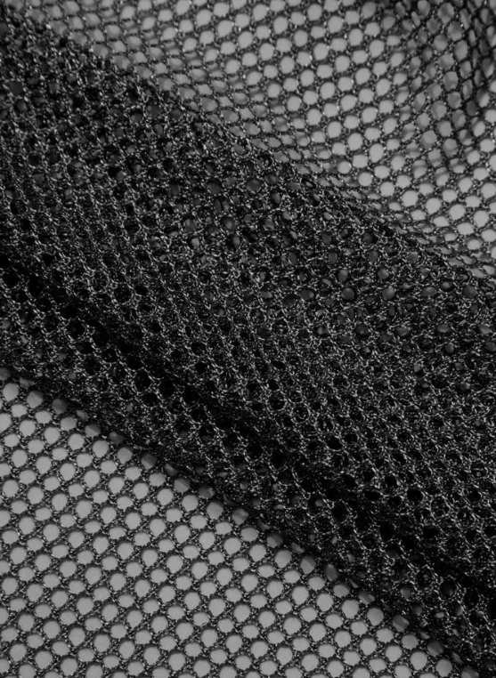 NEW Micas Sheer Mesh Slit Cover-up Dress, Black Shimmer, Sz M