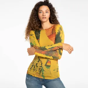 NEW! Paper Mache Second Skin Raw Edge Top in Toasted Mustard by AMB Designs