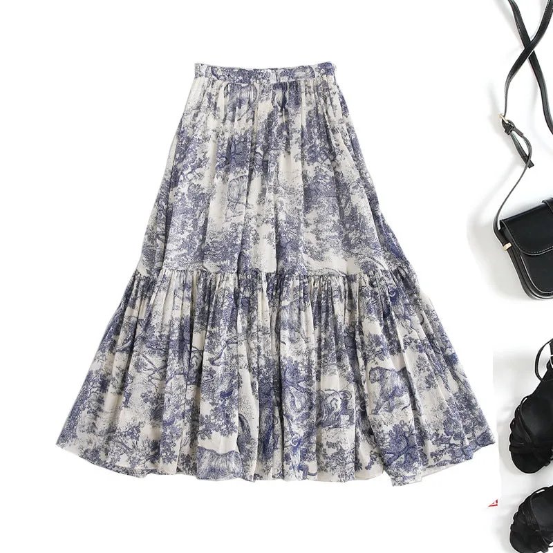 New women clothing drape printed skirt