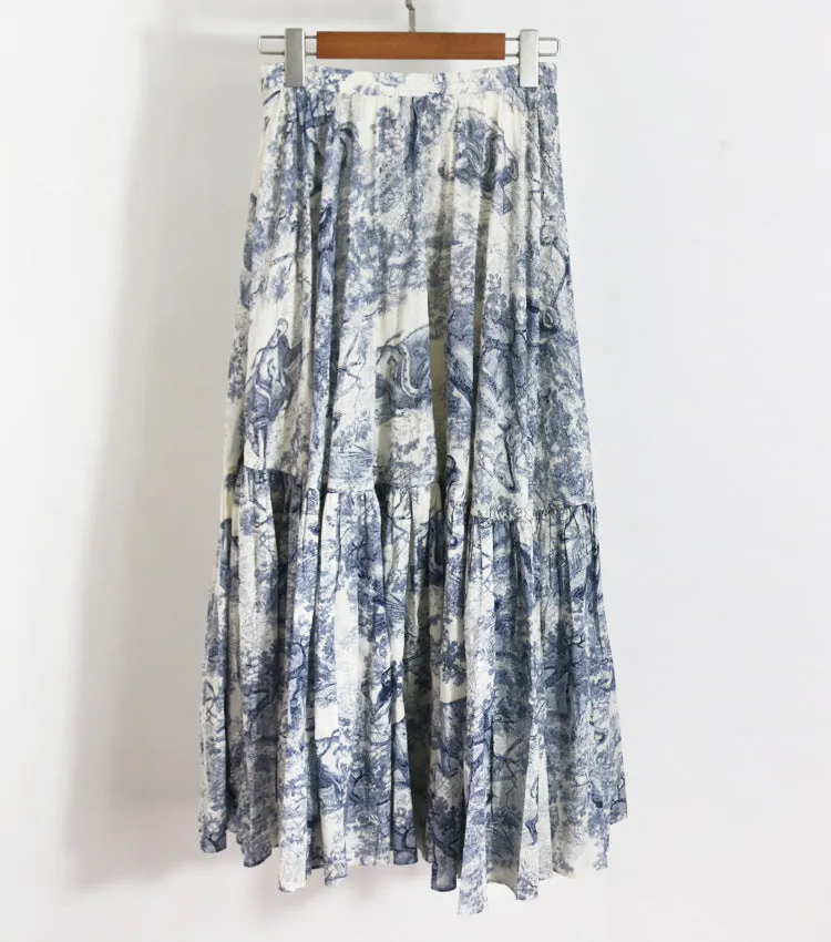 New women clothing drape printed skirt