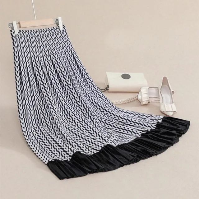 New women clothing drape printed skirt