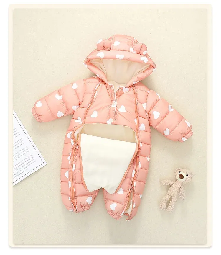 Newborn Baby Jumpsuit Hooded Plus Velvet