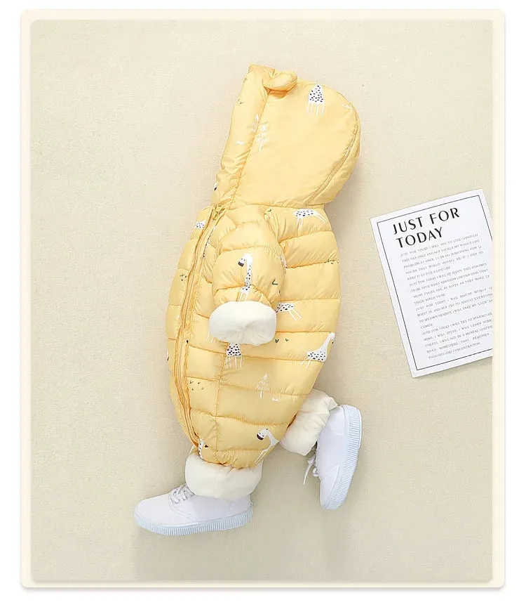 Newborn Baby Jumpsuit Hooded Plus Velvet