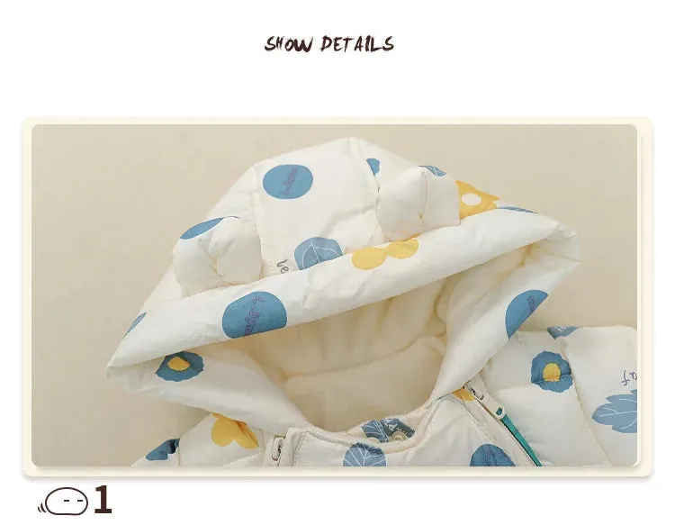 Newborn Baby Jumpsuit Hooded Plus Velvet