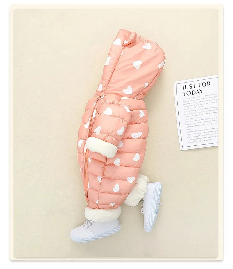 Newborn Baby Jumpsuit Hooded Plus Velvet