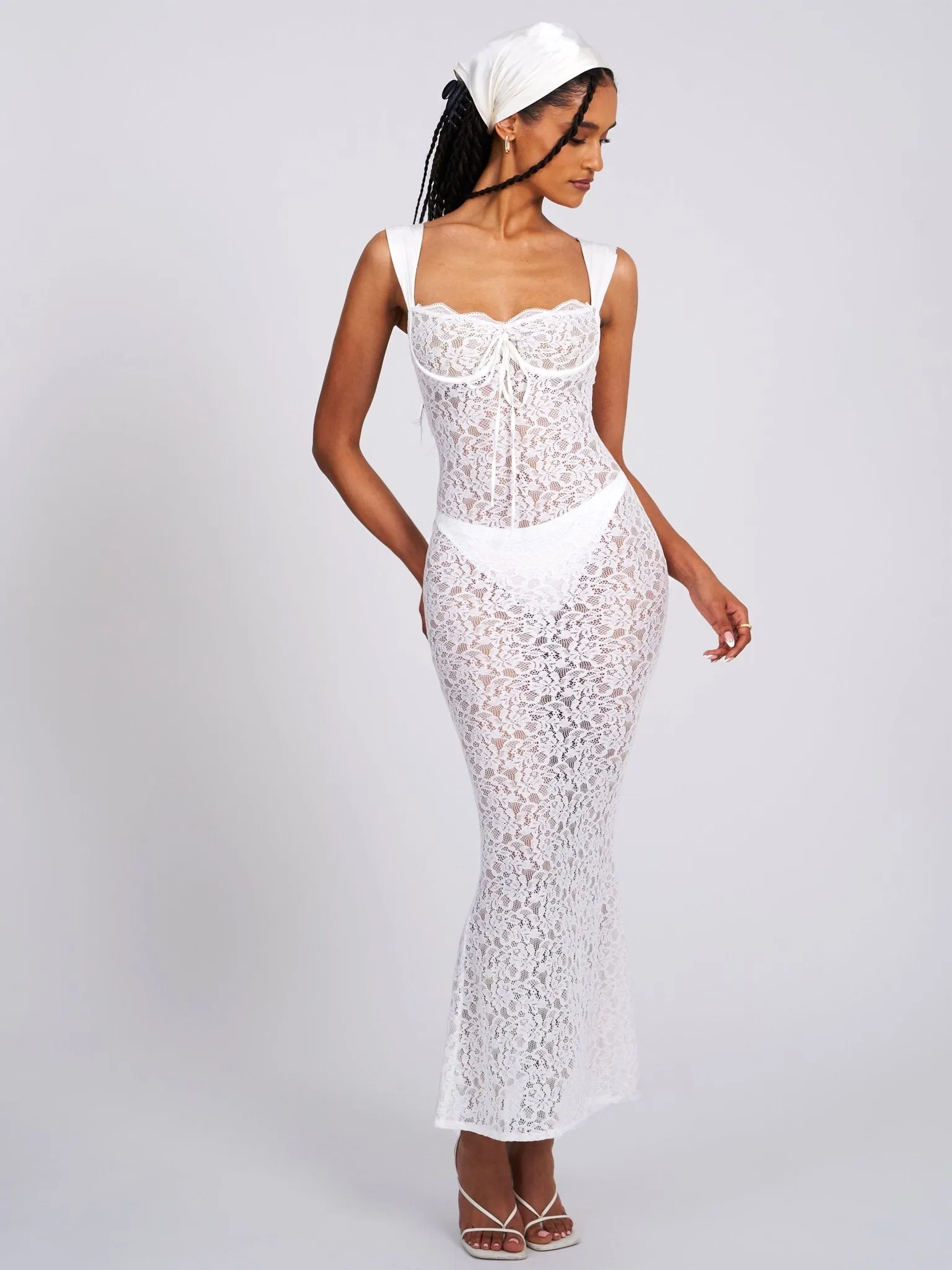 Nia White Lace Maxi Dress