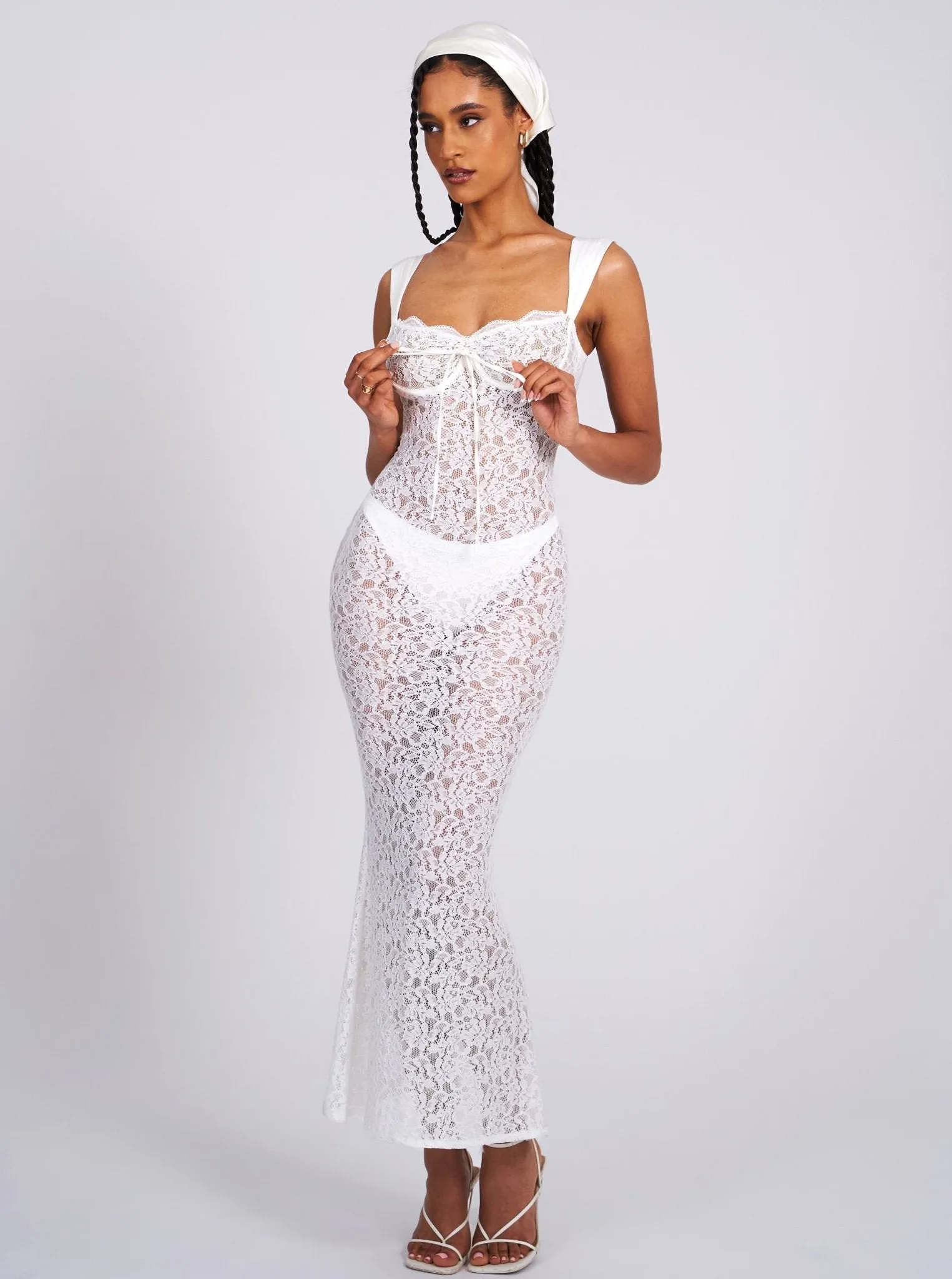 Nia White Lace Maxi Dress